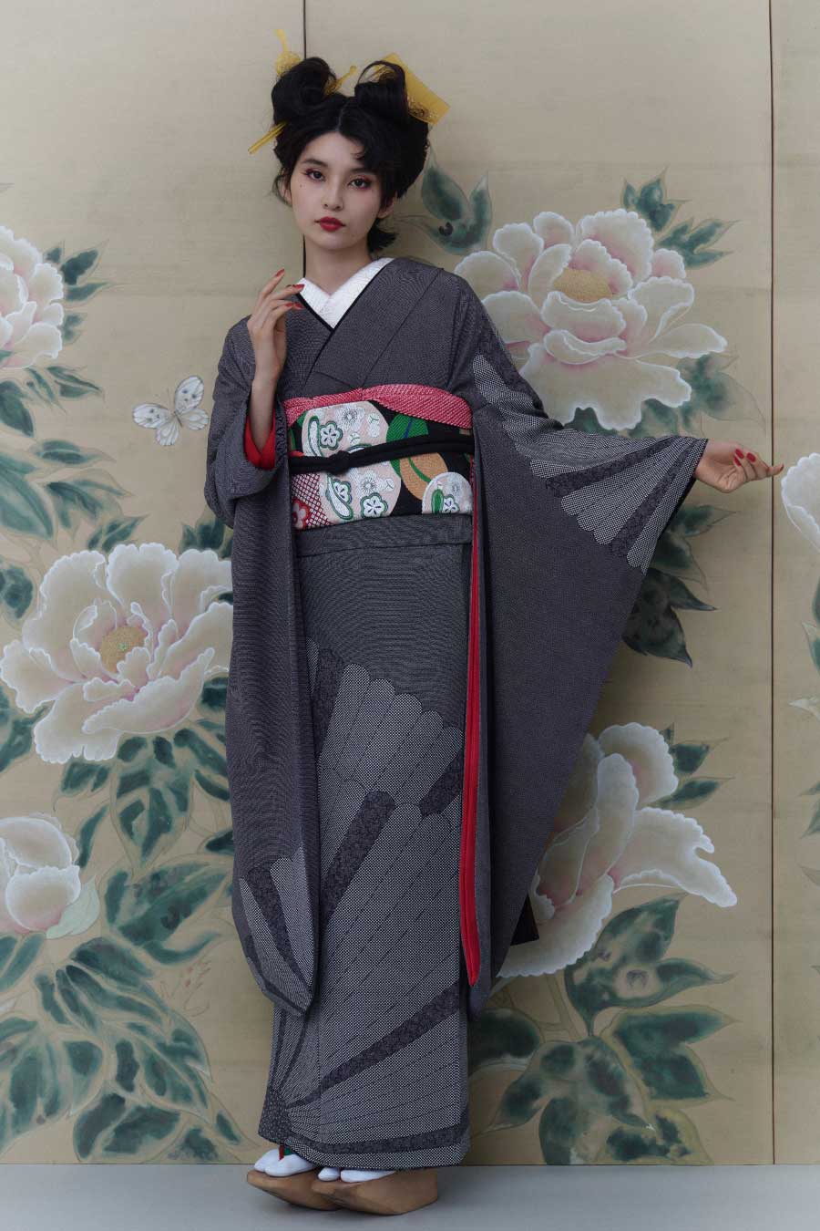 行儀地菊華紋|手染め友禅