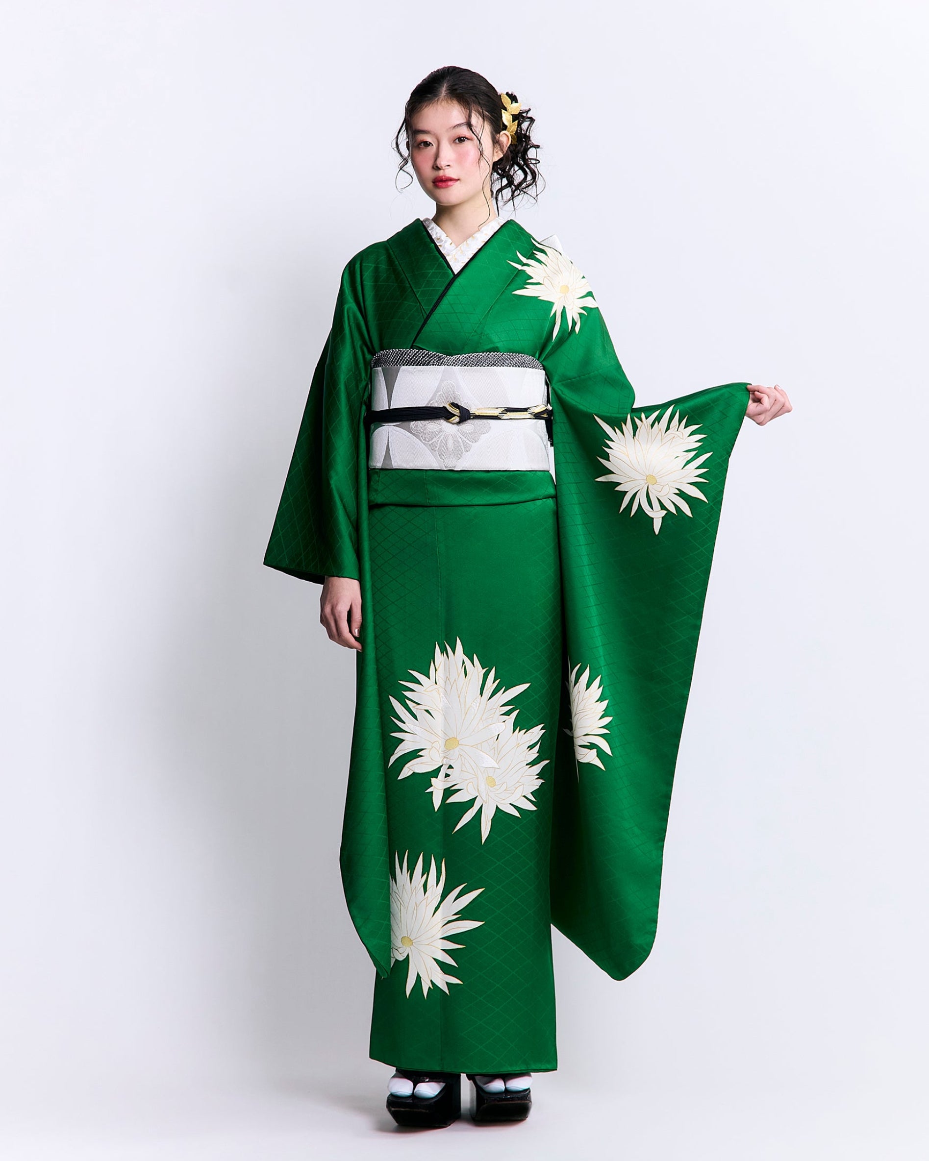 月照乱華 緑｜手染め友禅