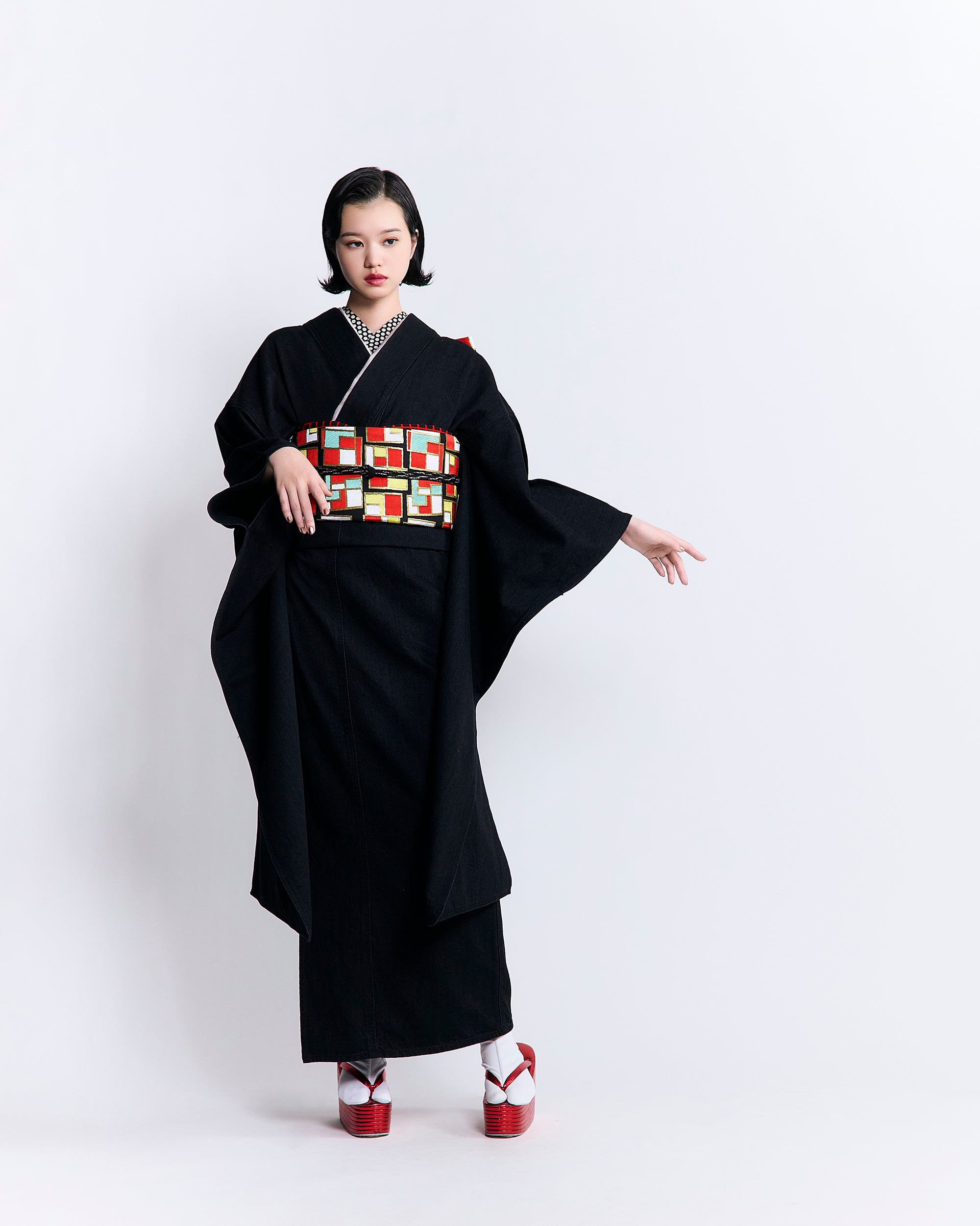 ブラック:デニム振袖 KAPUKIオリジナル