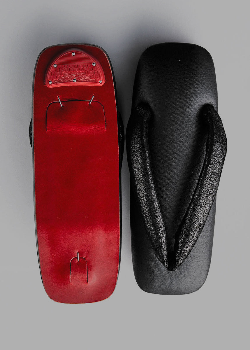 真綿京履き草履 レッドソール ブラック(和小物さくら × KAPUKI):草履