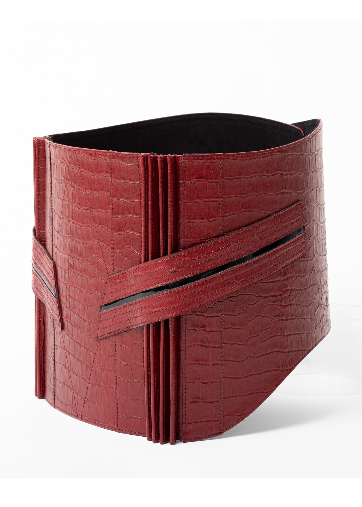 クロコ 赤:帯ベルト|レザー