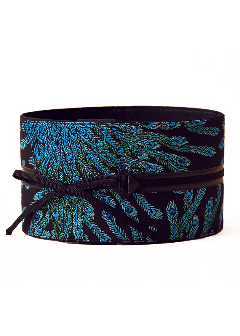 青孔雀:帯ベルト|西陣織 |正絹