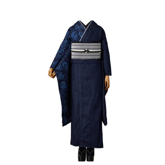 Denim Furisode “Snake and Skull 1yr”