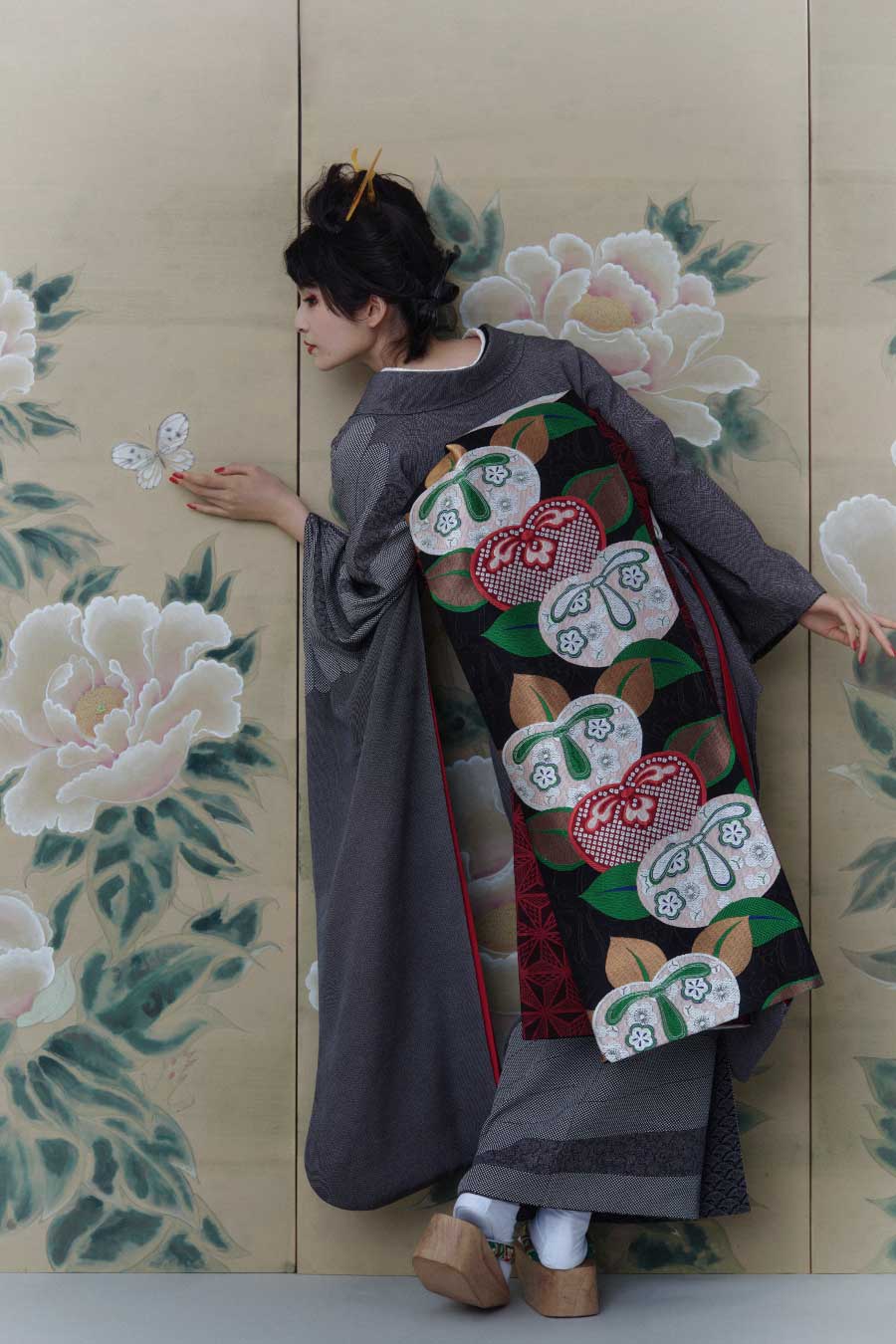 行儀地菊華紋|手染め友禅