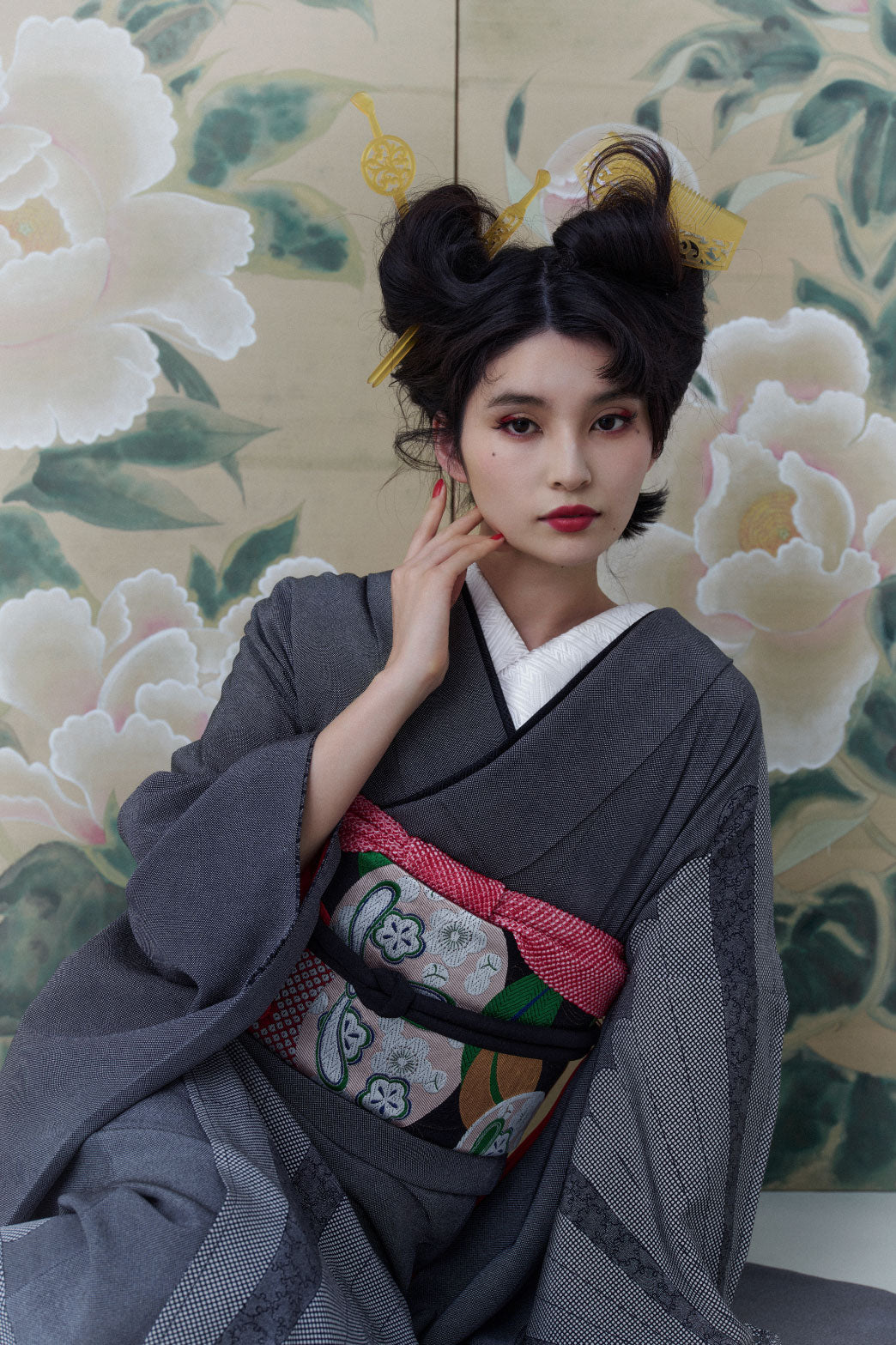 行儀地菊華紋|手染め友禅