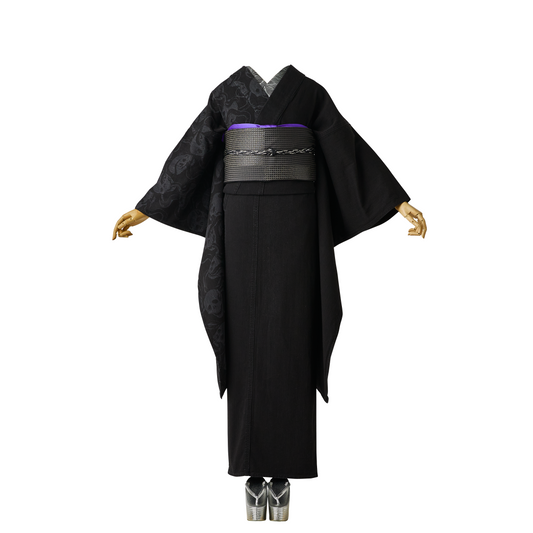 Denim Furisode "Snake and Skull Black"