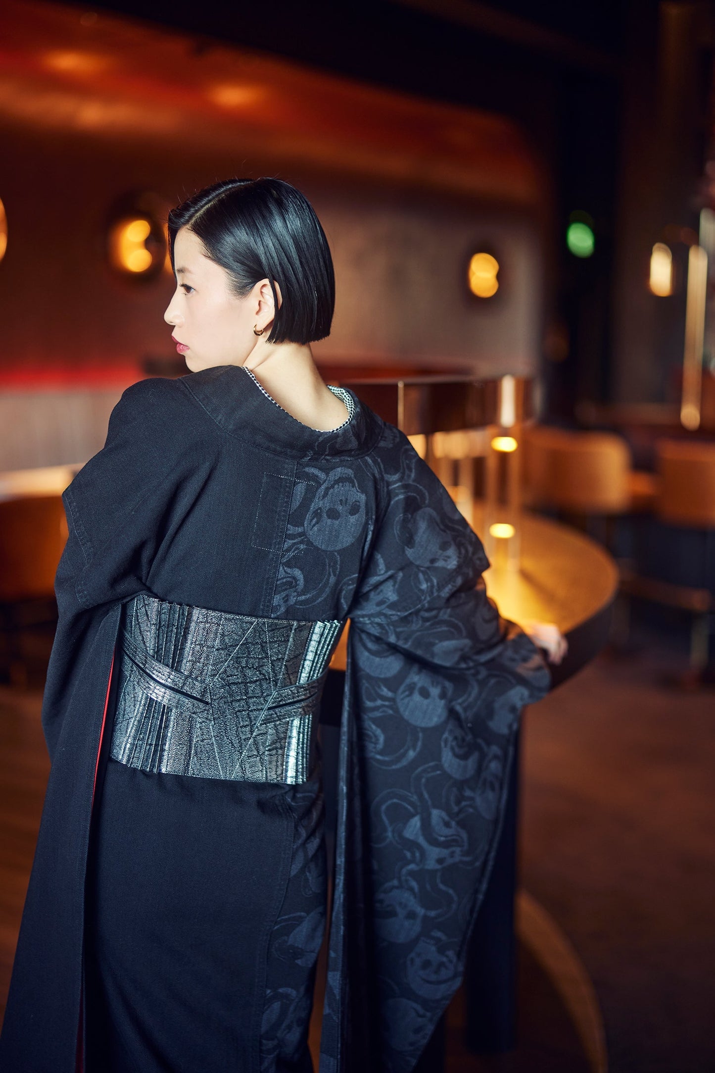 蛇と髑髏 ブラック:デニム振袖 KAPUKIオリジナル