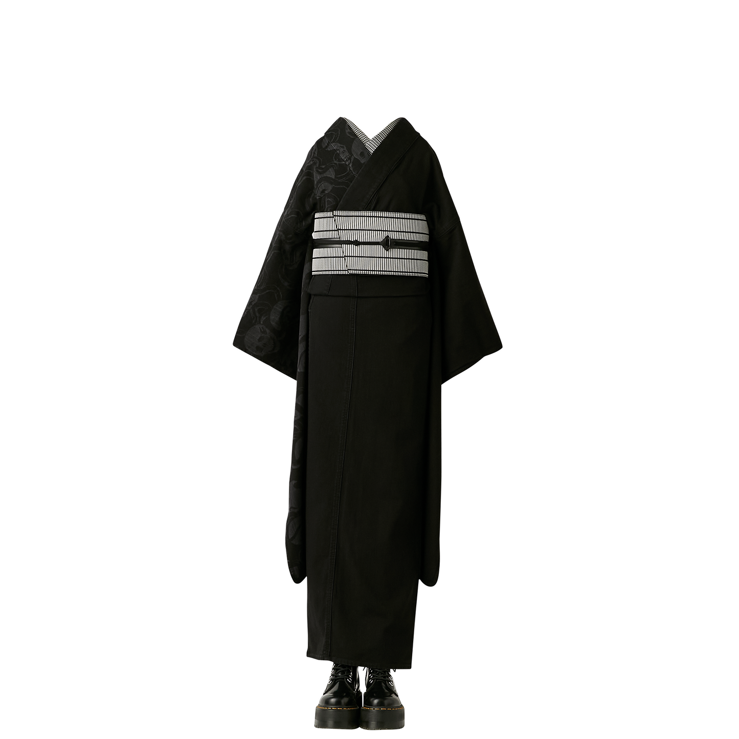 蛇と髑髏 ブラック:デニム振袖 KAPUKIオリジナル