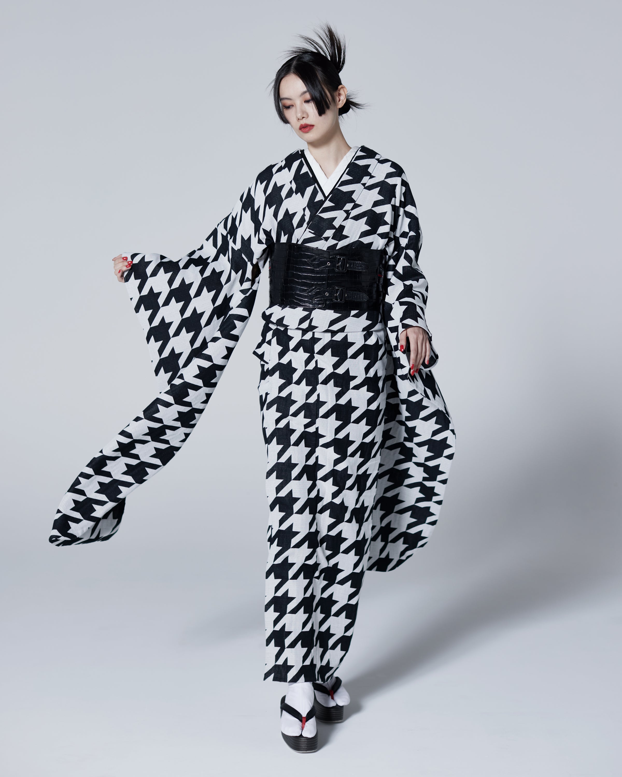 振袖購入|木綿振袖 Monochrome 【Houndstooth】