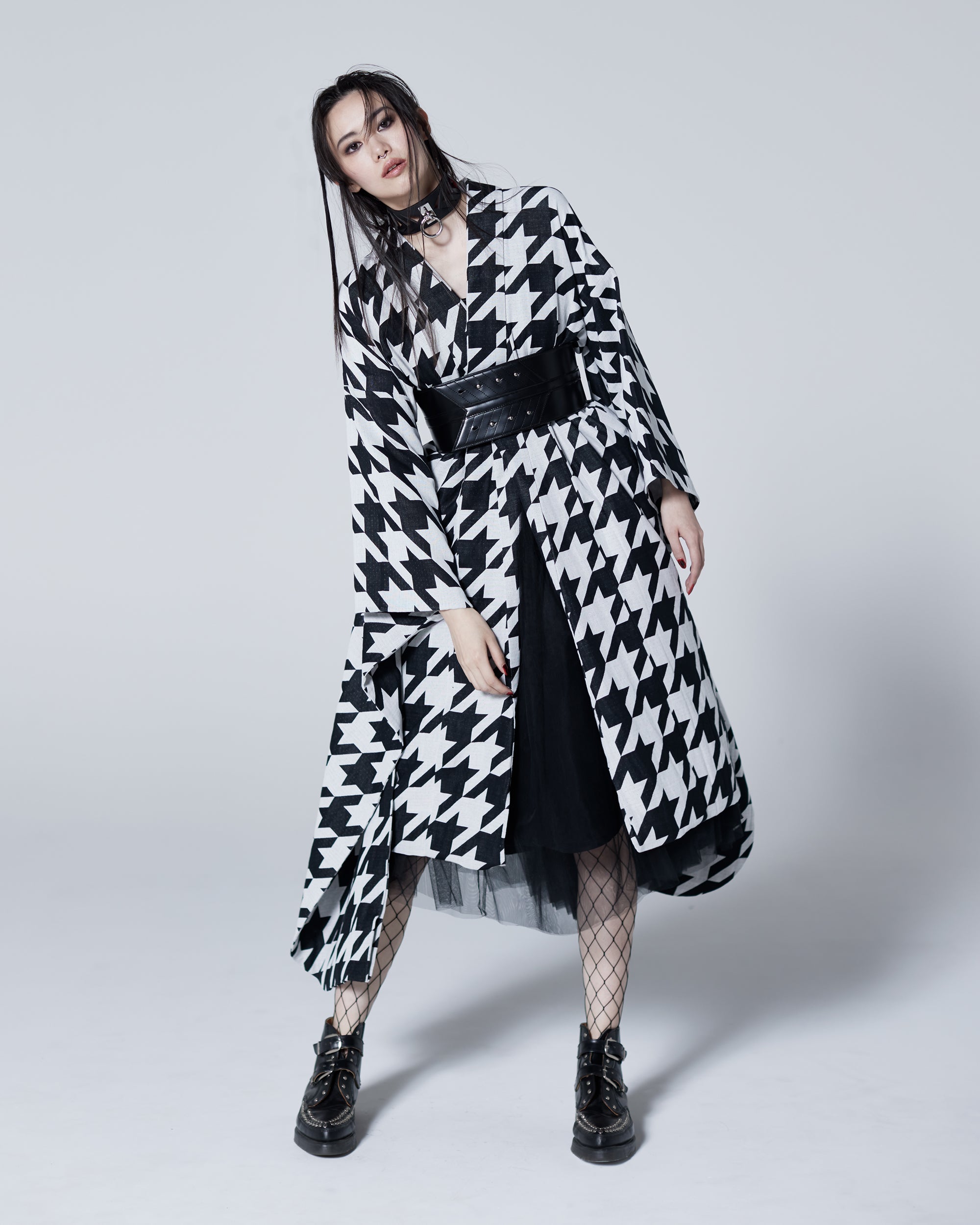 振袖購入|木綿振袖 Monochrome 【Houndstooth】