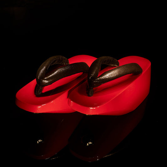 ぽっくり KAPUKI 赤塗り シルバー