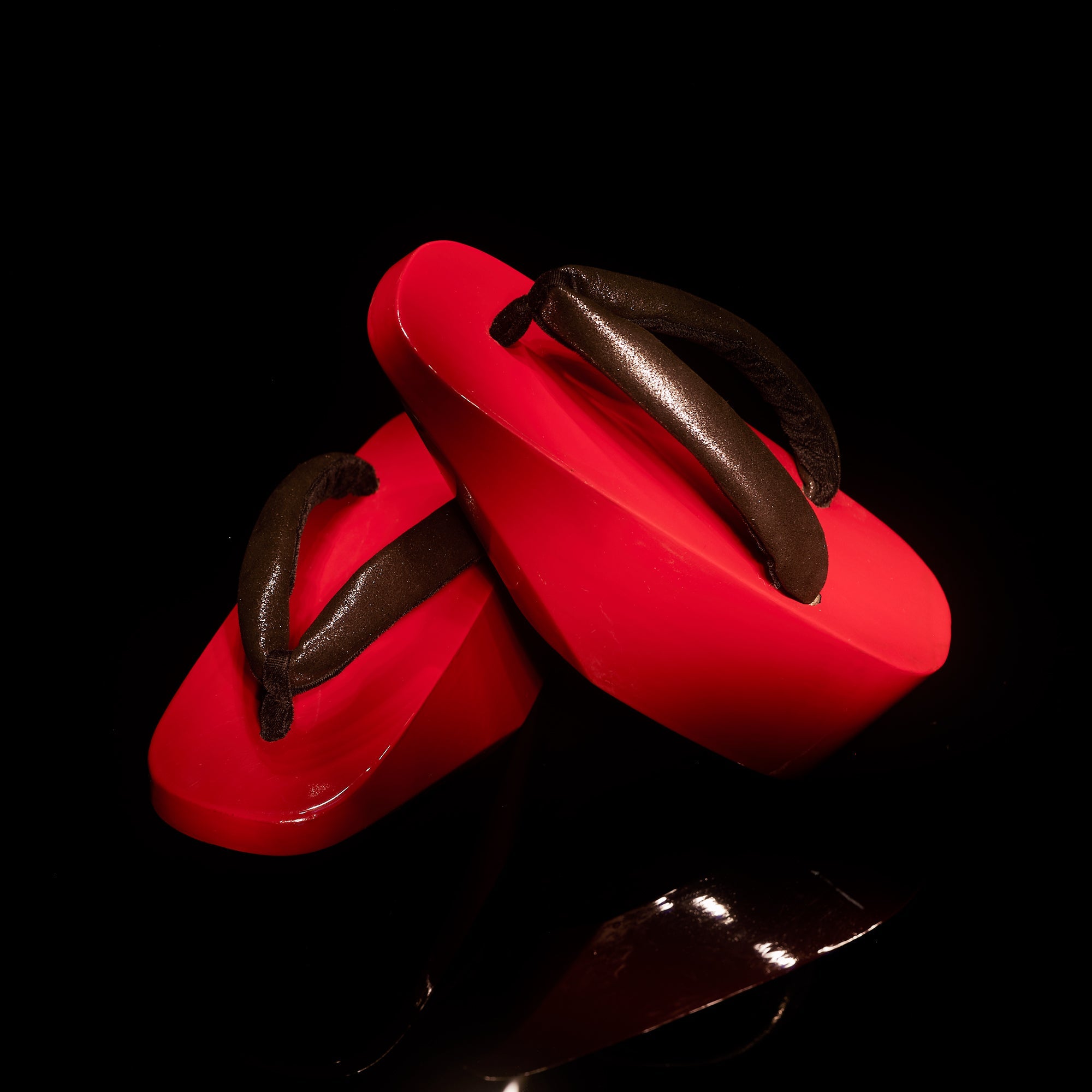 ぽっくり KAPUKI 赤塗り シルバー