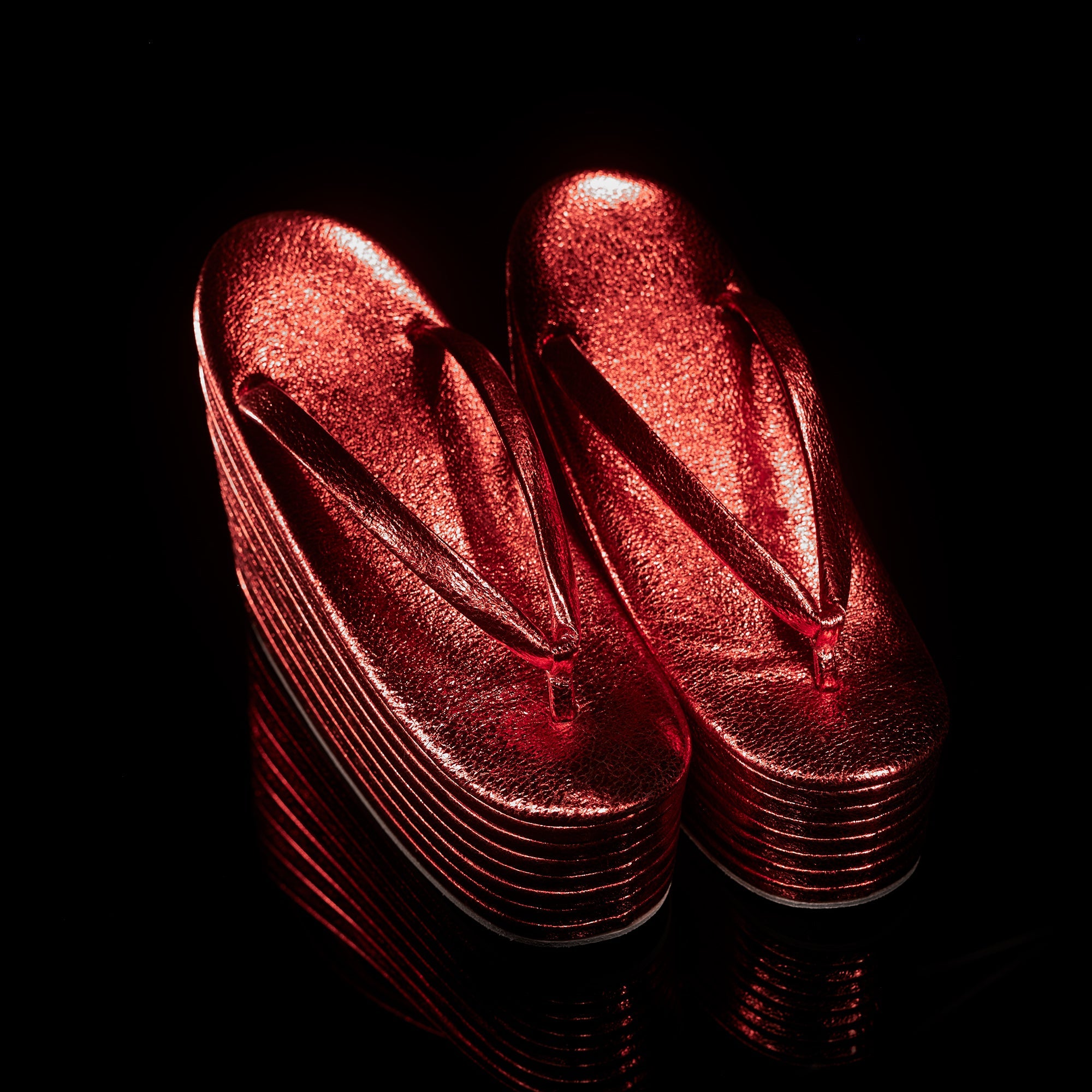 七段厚底草履 レッド(KAPUKIオリジナル):草履