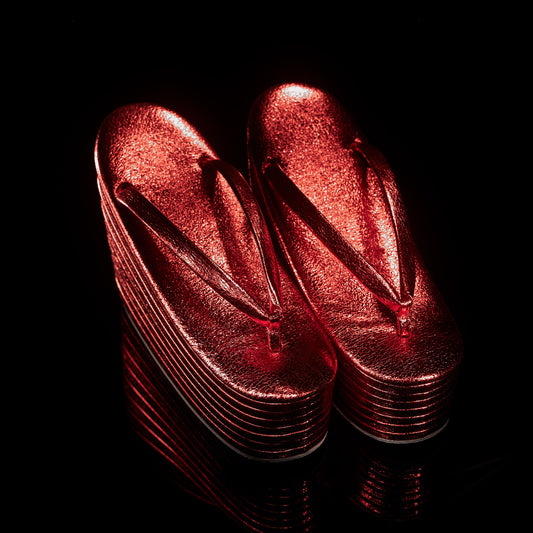 七段厚底草履 レッド(KAPUKIオリジナル):草履