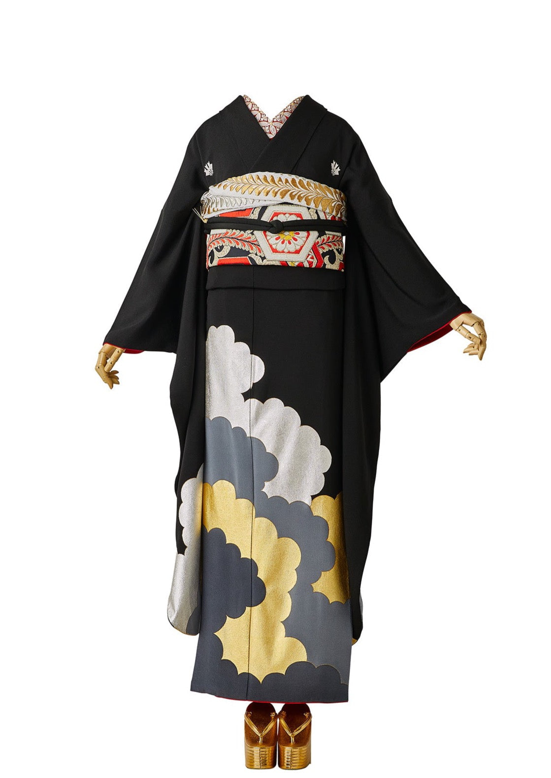 フォトプラン 黒紋付雲取(手染め・友禅)