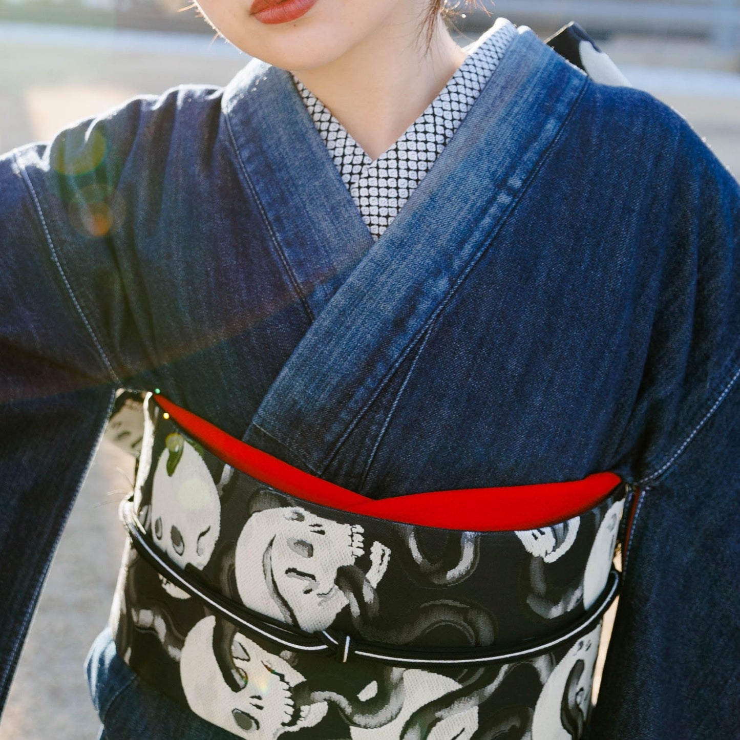 Half-collar embroidery "Deer" black black