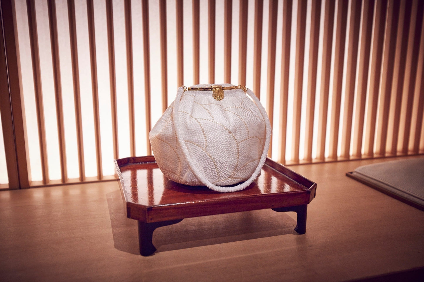 Bag Japanese Accessory Sakura "Embroidery Round Bag Seigaiha"