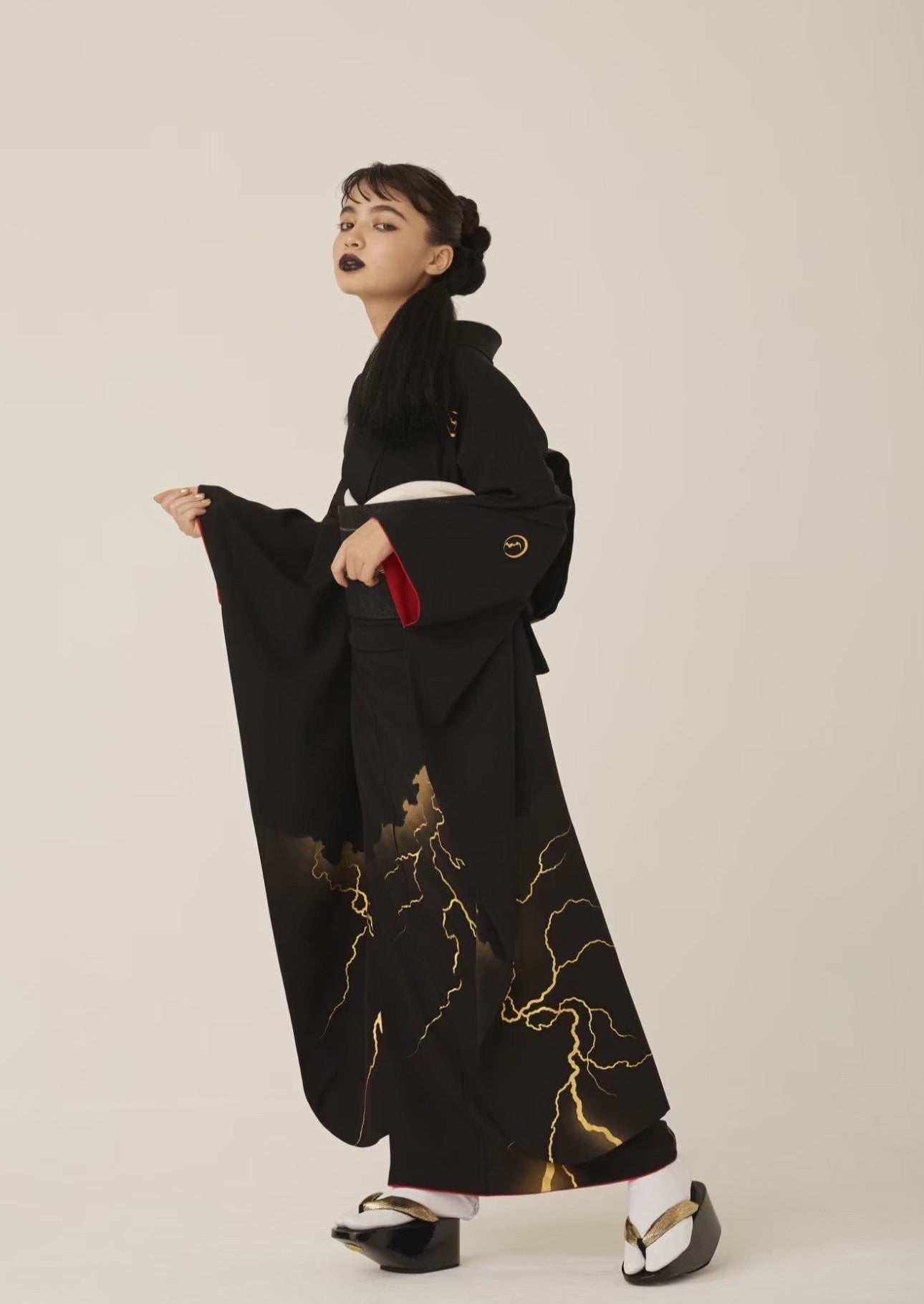 フォトプラン 黒紋付稲妻(手染め・友禅)