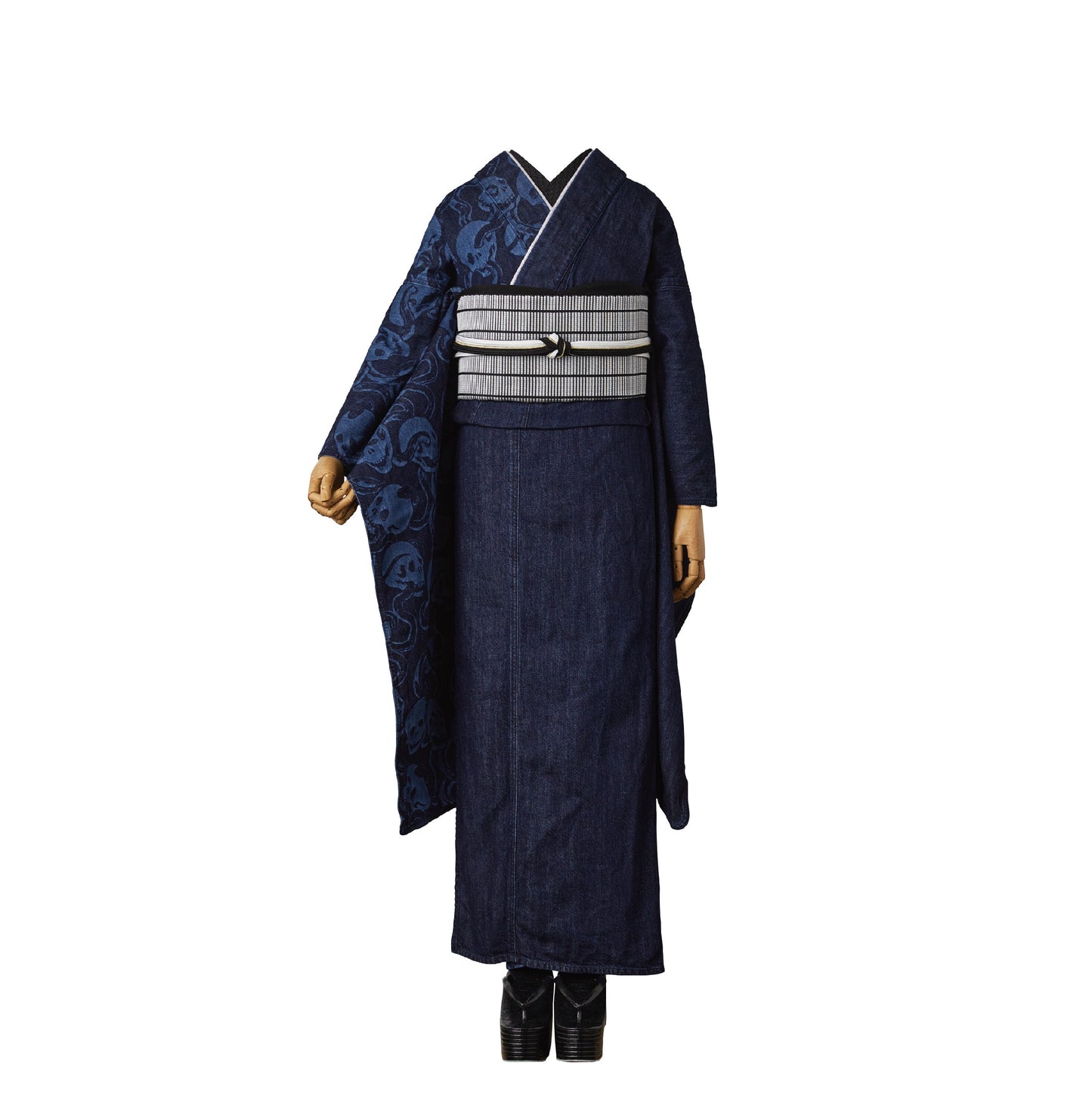 2025 Coming-of-age ceremony rental "Denim Furisode Snake and Skull 1yr"