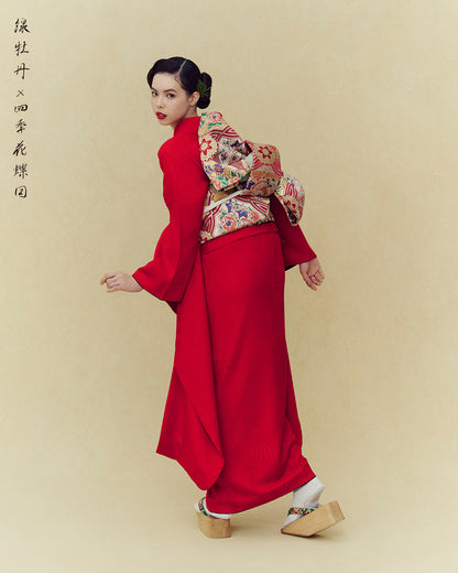 線牡丹×四季花蝶図：2027年成人式振袖レンタル