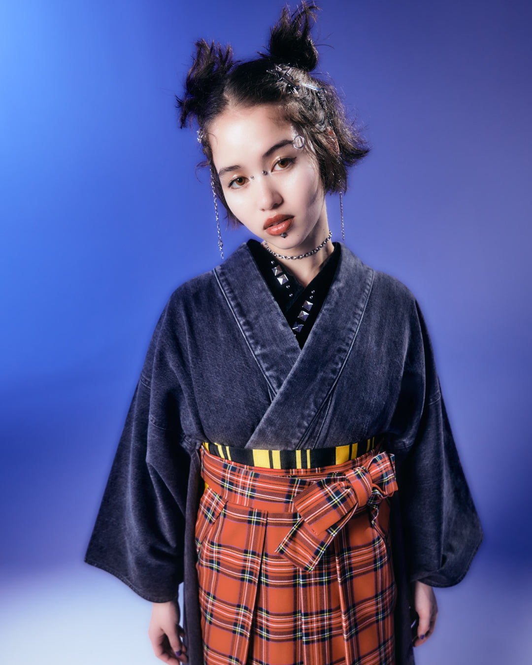 グレー × レッドチェック | 卒業袴