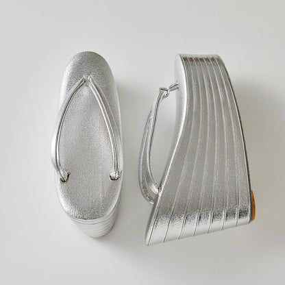 七段厚底草履 シルバー（KAPUKIオリジナル）：草履