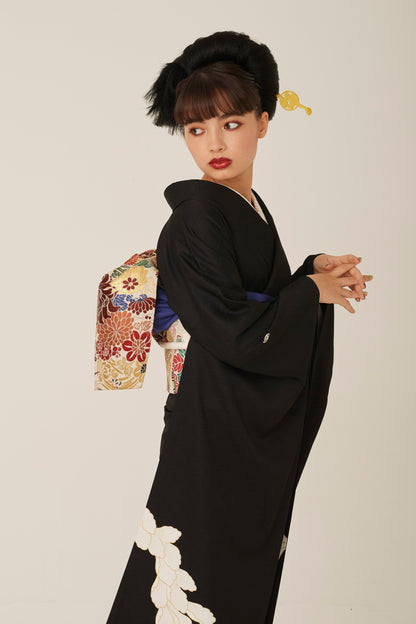 黒紋付牡丹：2027年成人式振袖レンタル