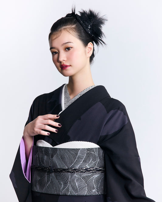 Fukuro obi KAPUKI original [lacquered checkered white]