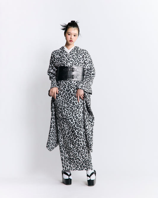 Cotton Furisode Monochrome [Leopard]