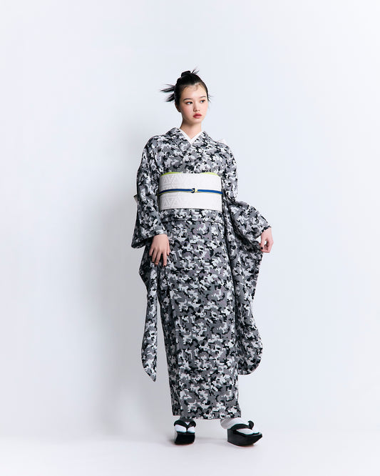 Cotton Furisode Monochrome [Mosaic]