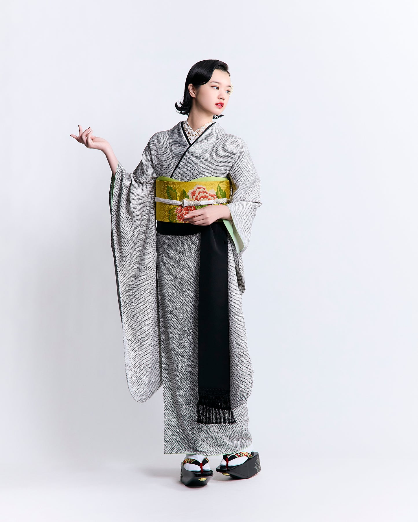 すり疋田 墨黒｜手染め友禅 (コピー)