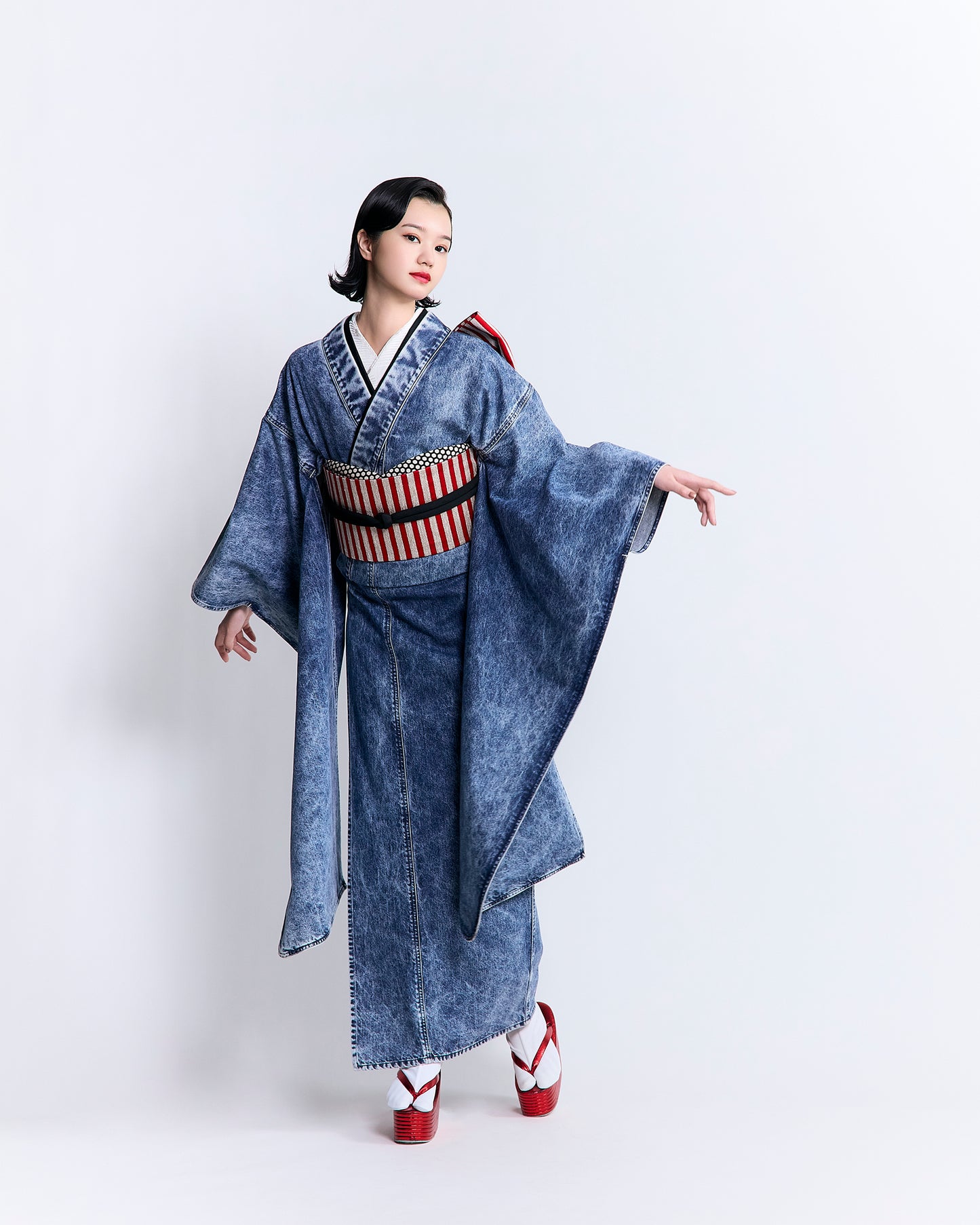 Fukuro obi KAPUKI original "red stripes"