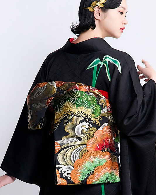 袋帯 【流水松】黒