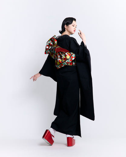 成人式振袖レンタル｜デニムブラック×モンドリアン