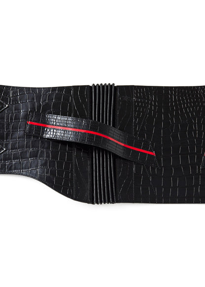 クロコ エナメルブラック ：帯ベルト｜レザー
