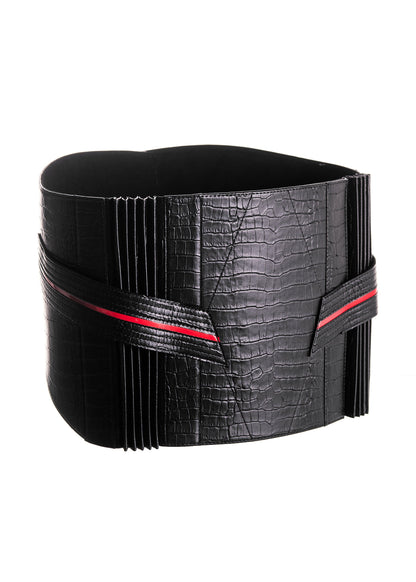 クロコ マットブラック：帯ベルト｜レザー
