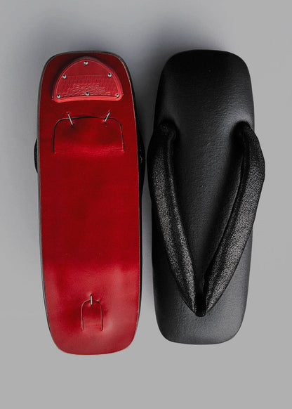 真綿京履き草履 レッドソール ブラック（和小物さくら × KAPUKI）：草履