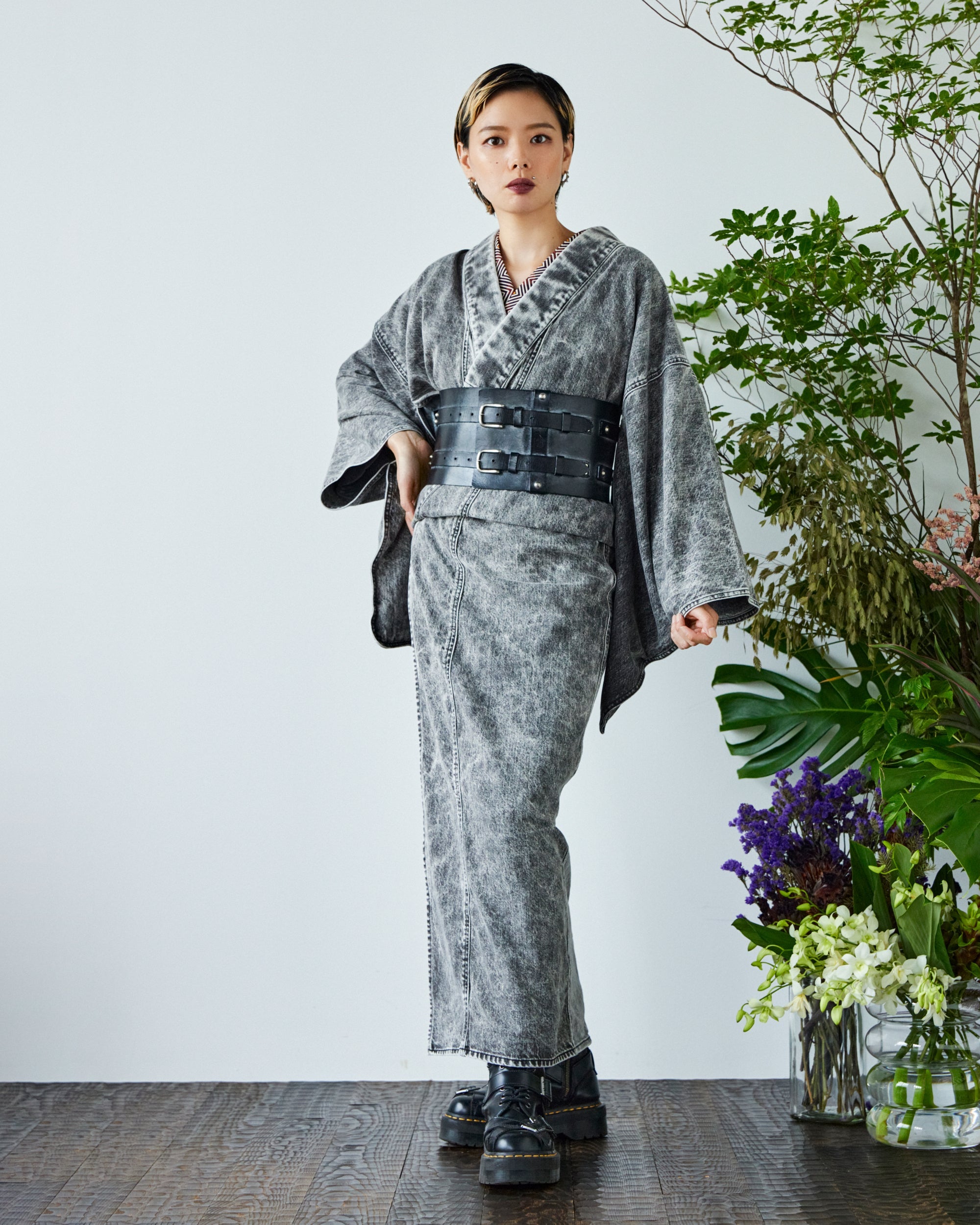 エイジングレザー ブラック：帯ベルト｜レザー