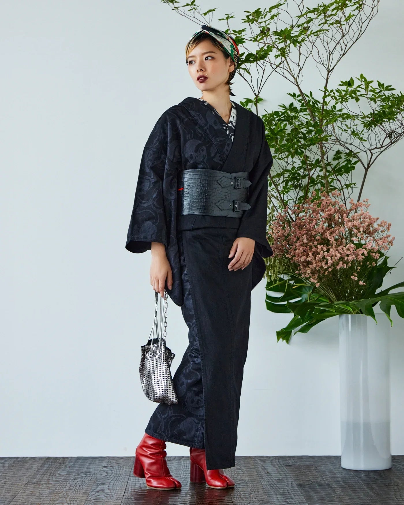 クロコ マットブラック：帯ベルト｜レザー