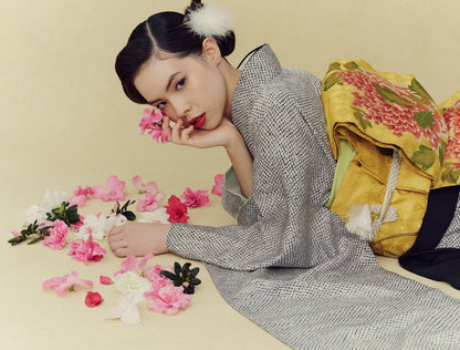 すり疋田 墨黒：2027年成人式振袖レンタル