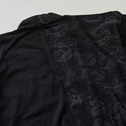 成人式振袖レンタル｜デニム蛇と髑髏BK×漆市松黒