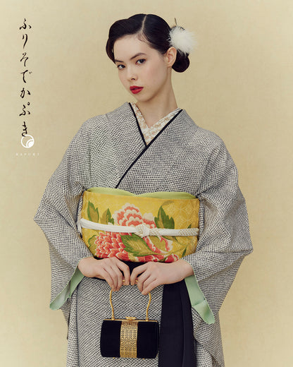 すり疋田 墨黒：2027年成人式振袖レンタル