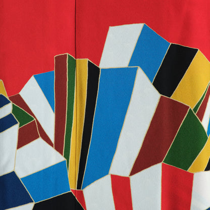 扇縞 赤：2027年成人式振袖レンタル