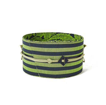 ボーダー 緑：帯ベルト｜西陣織｜正絹