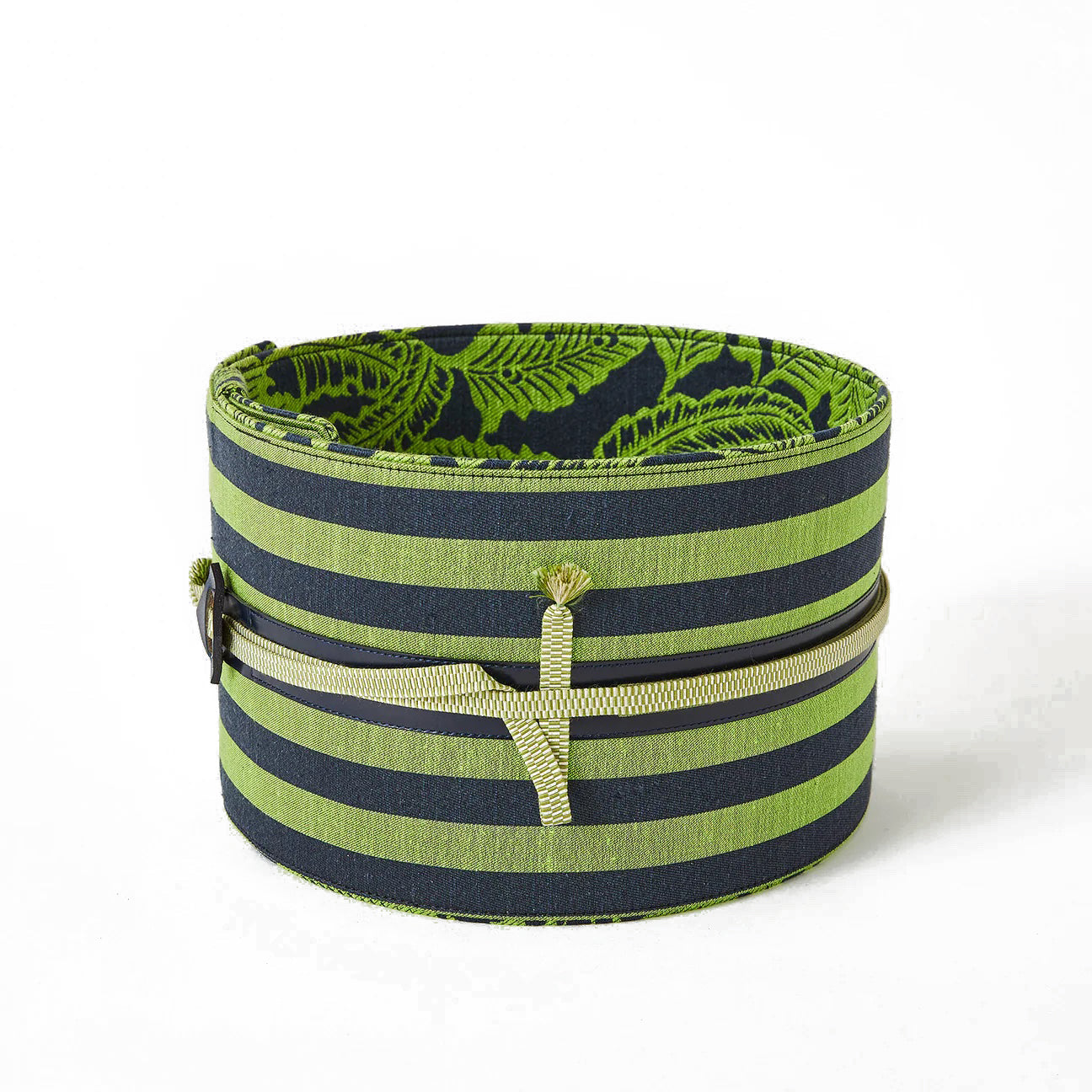 ボーダー 緑：帯ベルト｜西陣織｜正絹