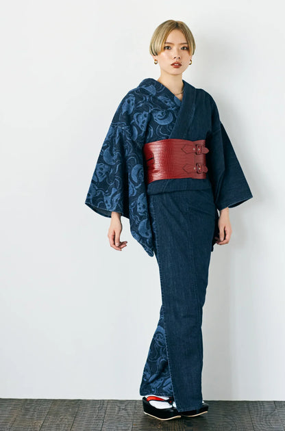 クロコ 赤：帯ベルト｜レザー