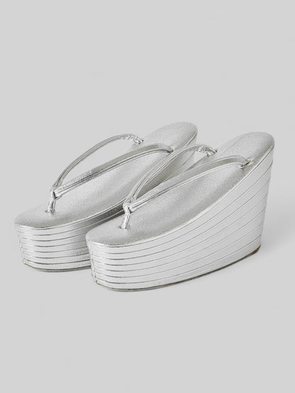 七段厚底草履 シルバー（KAPUKIオリジナル）：草履