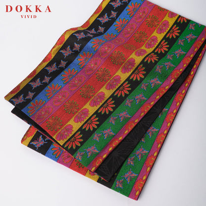 成人式振袖レンタル｜デニムブラック × 蝶花彩縞