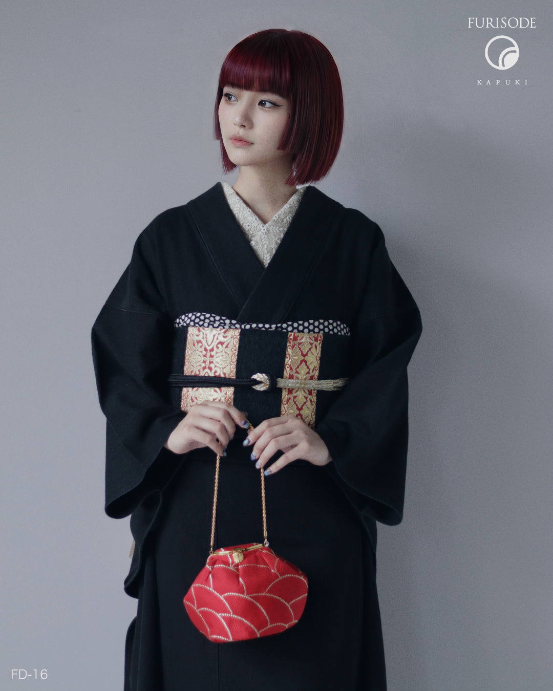 成人式振袖レンタル｜デニムブラック × 金麗唐花