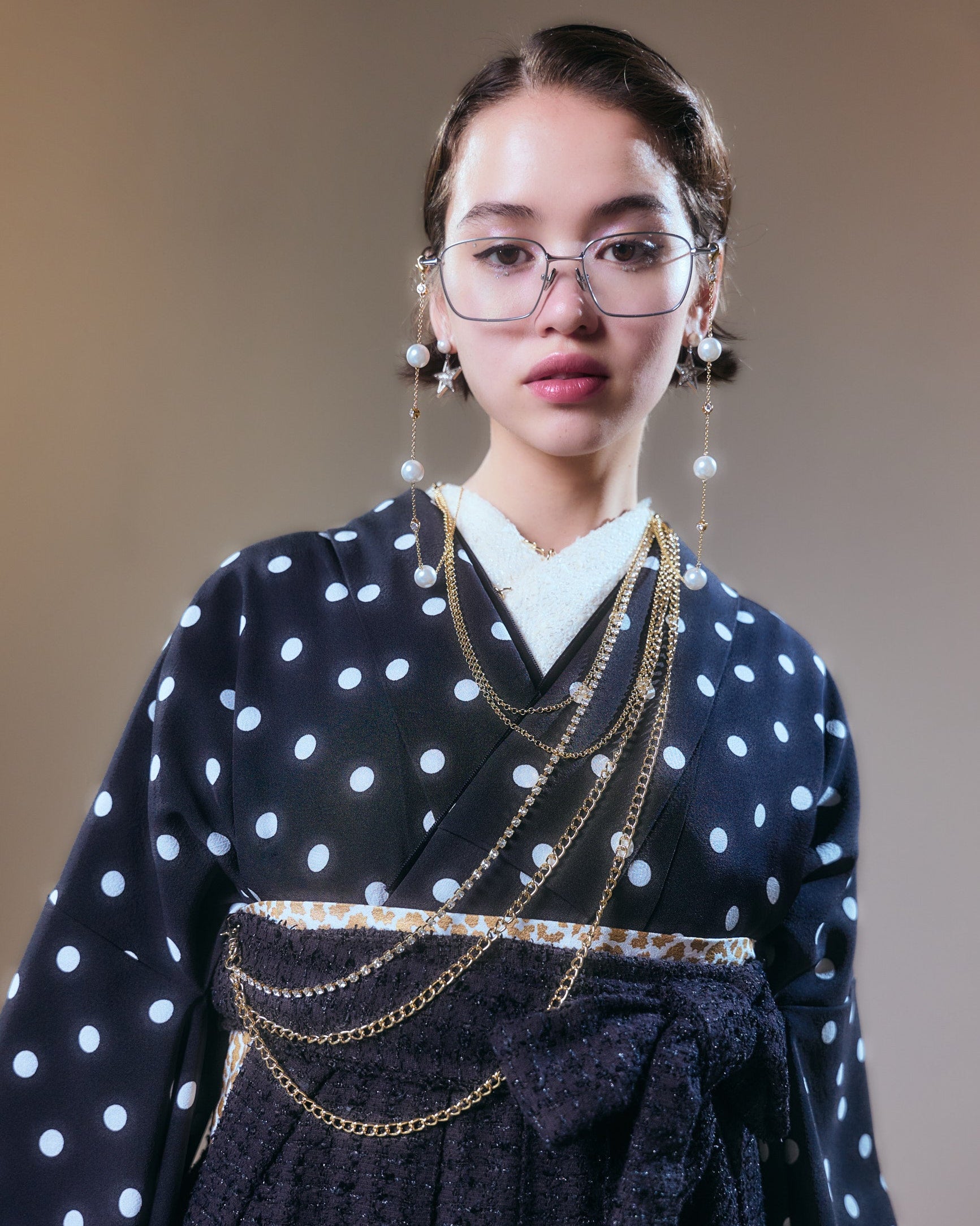 ドット × ツイードブラック | 卒業袴